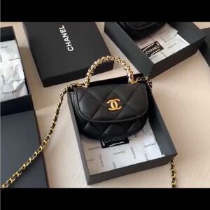 Authentic VIP Beauty Chanel Mini Black Bag with Gold Chain
